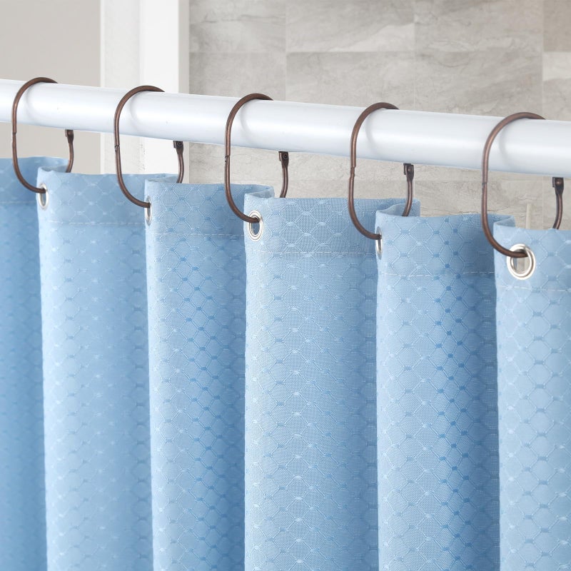 Goowin Shower Curtain Rings, 12 Pcs Shower Curtain Hooks, Oval Snap Shower Rings for Curtain, Metal Shower Curtain Rings Rust Proof, Glide Smoothly Shower Hooks for Shower Curtain Rod (Bronze) - Image 2
